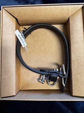 Coach Black Leather Key Loop with Silver Hardware